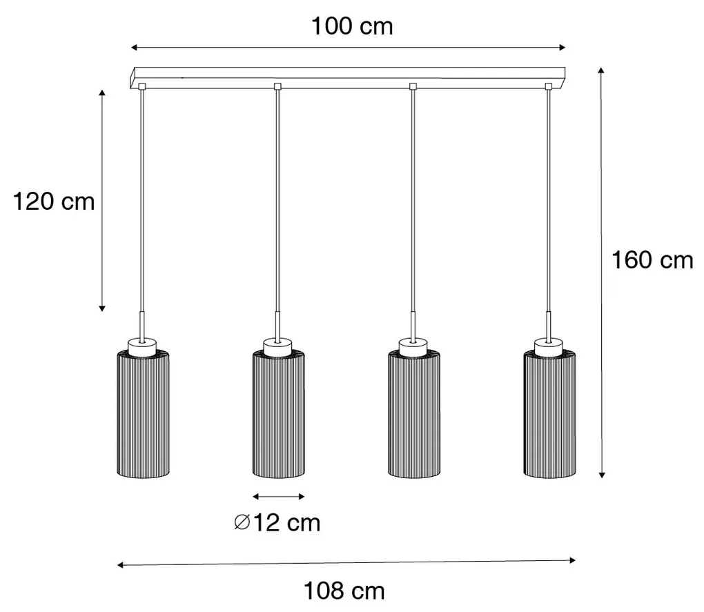 Eettafel / Eetkamer Smart hanglamp zwart met smoke glas 4-lichts incl. 4 Wifi ST64 - Laura Modern E27 Binnenverlichting Lamp
