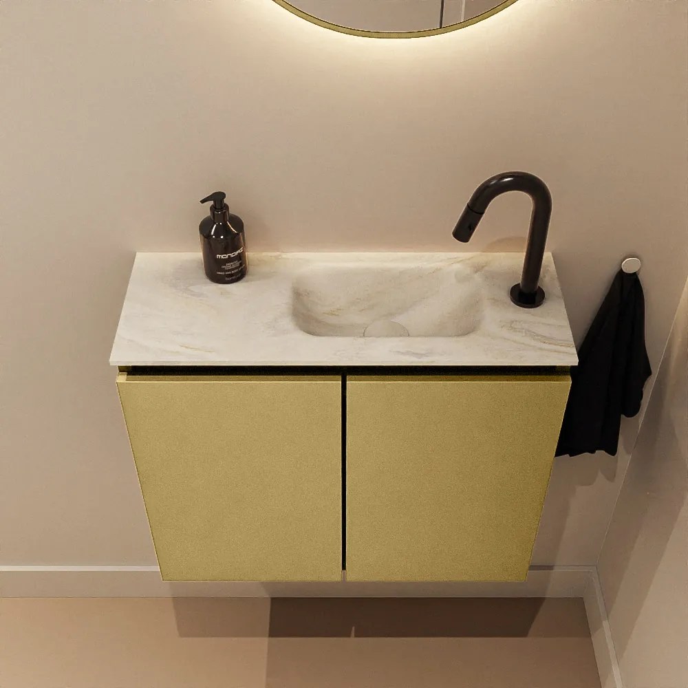 Mondiaz Ture DLux toiletmeubel 60cm oro met wastafel ostra rechts met kraangat