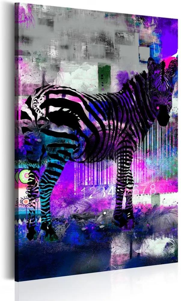 Schilderij - Zebra in Paars tinten