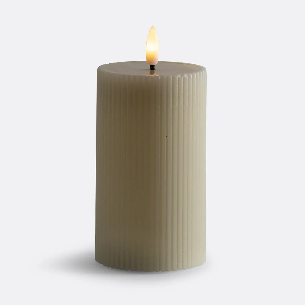 Gestreepte LED kaars in wax H15,5 cm, Caspar