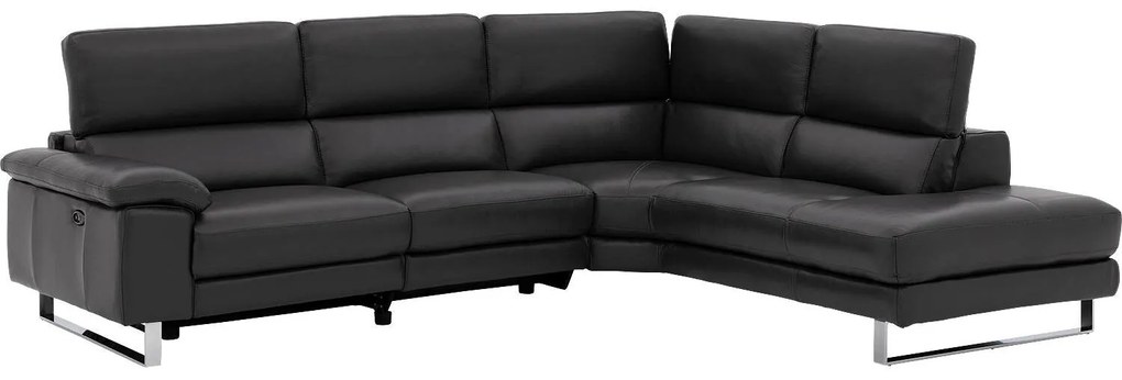 Goossens Excellent Bank Noud donkergrijs, leer, modern design met ligelement rechts