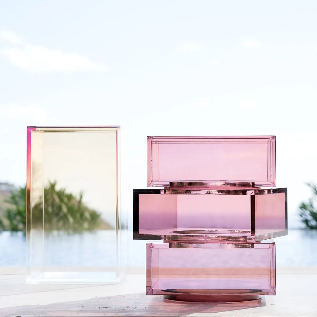 Bijzettafel in acryl kubussen, Akrili.