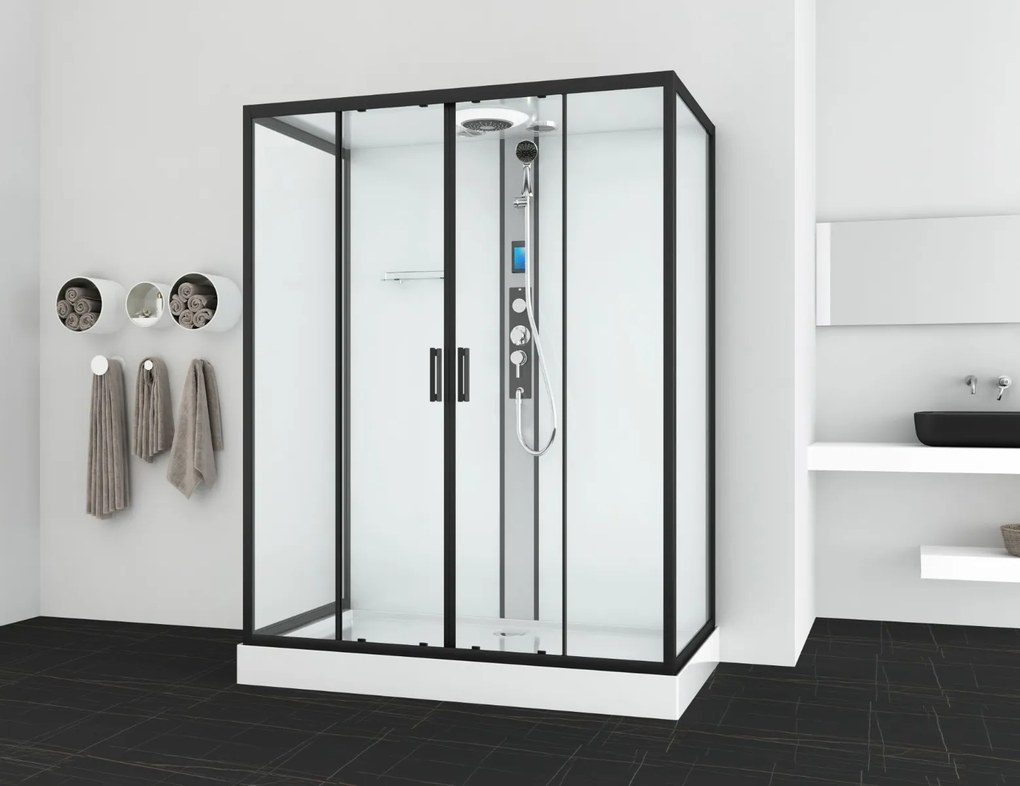 Badstuber New York complete douchecabine 160x90x215cm kitvrij zwart mat