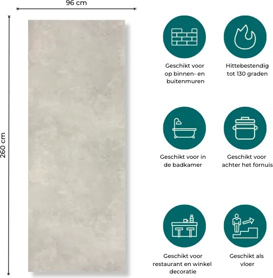 SPC Betonlook Wandpaneel MAT Sand / Grijs 260x96x0.3cm | Badkamer Wandpanelen