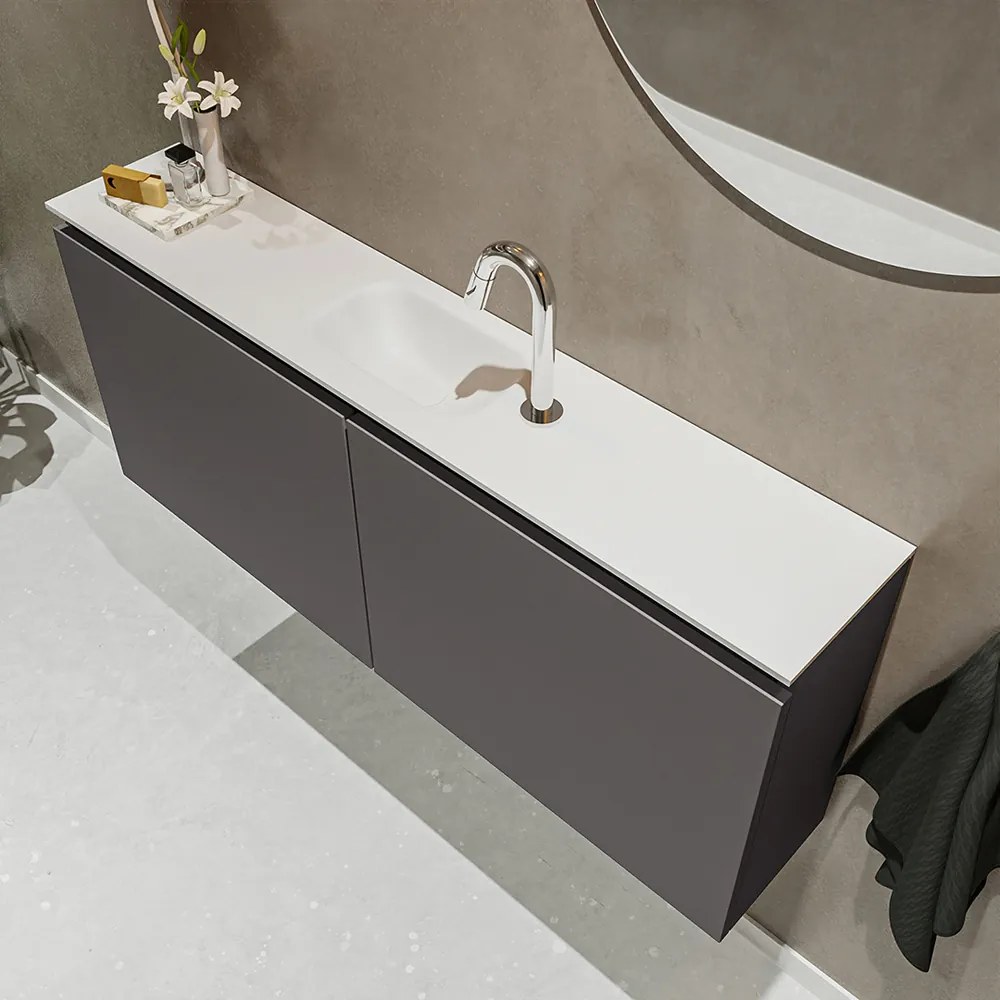 Mondiaz Ture 120cm toiletmeubel dark grey met wastafel talc midden 1 kraangat