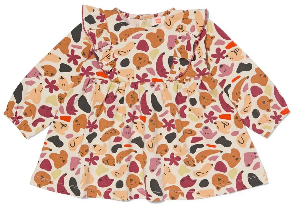 HEMA Baby Jurk Met Ruffle Honden Ecru (ecru)