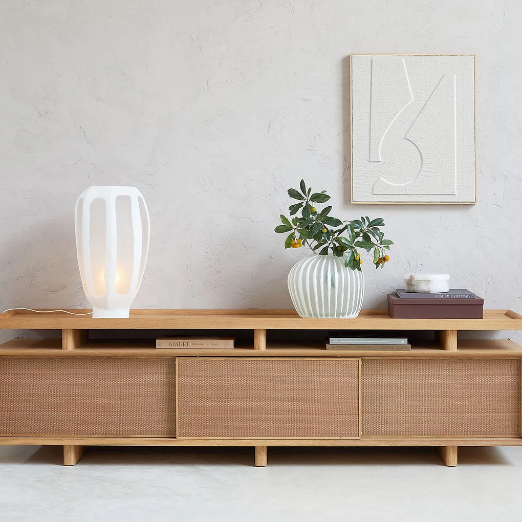 Zeshoekige lamp in mat en ondoorzichtig glas, Halkide