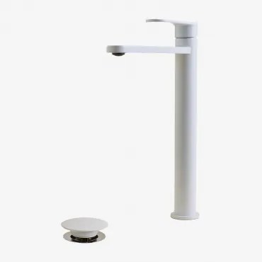 Alameda Messing Wastafelkraanset En Orveta Rvs En Messing Click-clack Wastafelafvoerventielset Wit & ↑30 Cm & Klep Met Overloop - Sklum