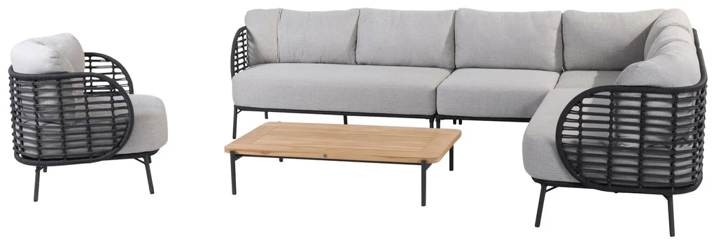Fabrice hoek loungeset 6 delig antraciet rope 4 Seasons Outdoor
