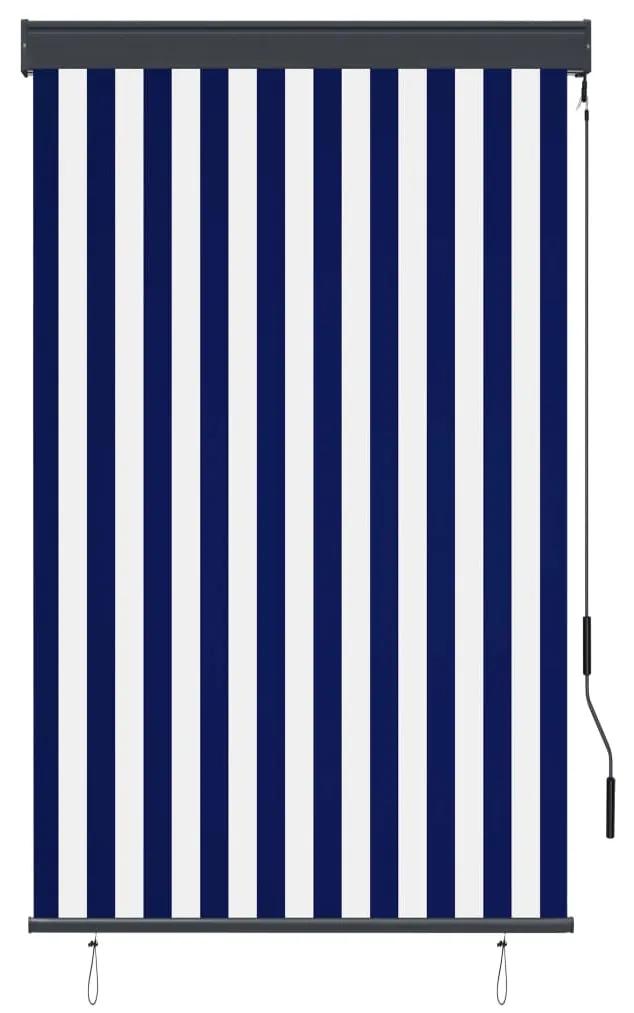 vidaXL Rolgordijn voor buiten 100x250 cm blauw en wit