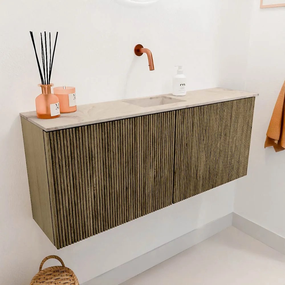 Mondiaz Joya DLux 100cm toiletmeubel dusk met wastafel faye midden zonder kraangat frappe