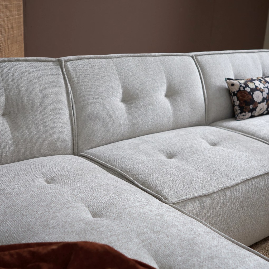 PEPP Interiors Flow Moderne Hoekbank Met Stiksels Beige Chaise Longue Links