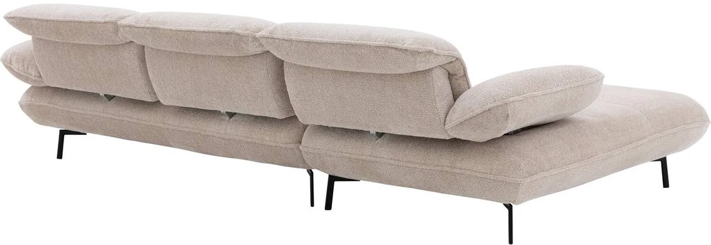Goossens Excellent Bank Leandro beige, stof, 2,5-zits, modern design met chaise longue links