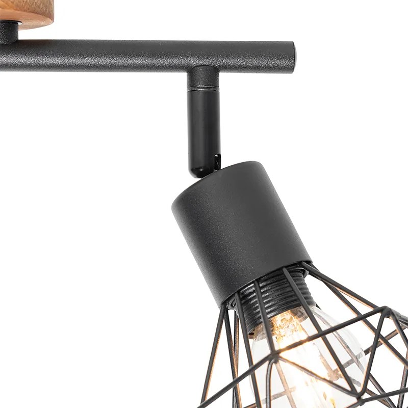 Spot zwart met hout draai- en kantelbaar 2-lichts - Mosh