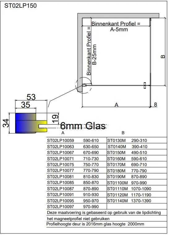 van Rijn ST02 hoekcabine 82x108cm met draaideur chroom