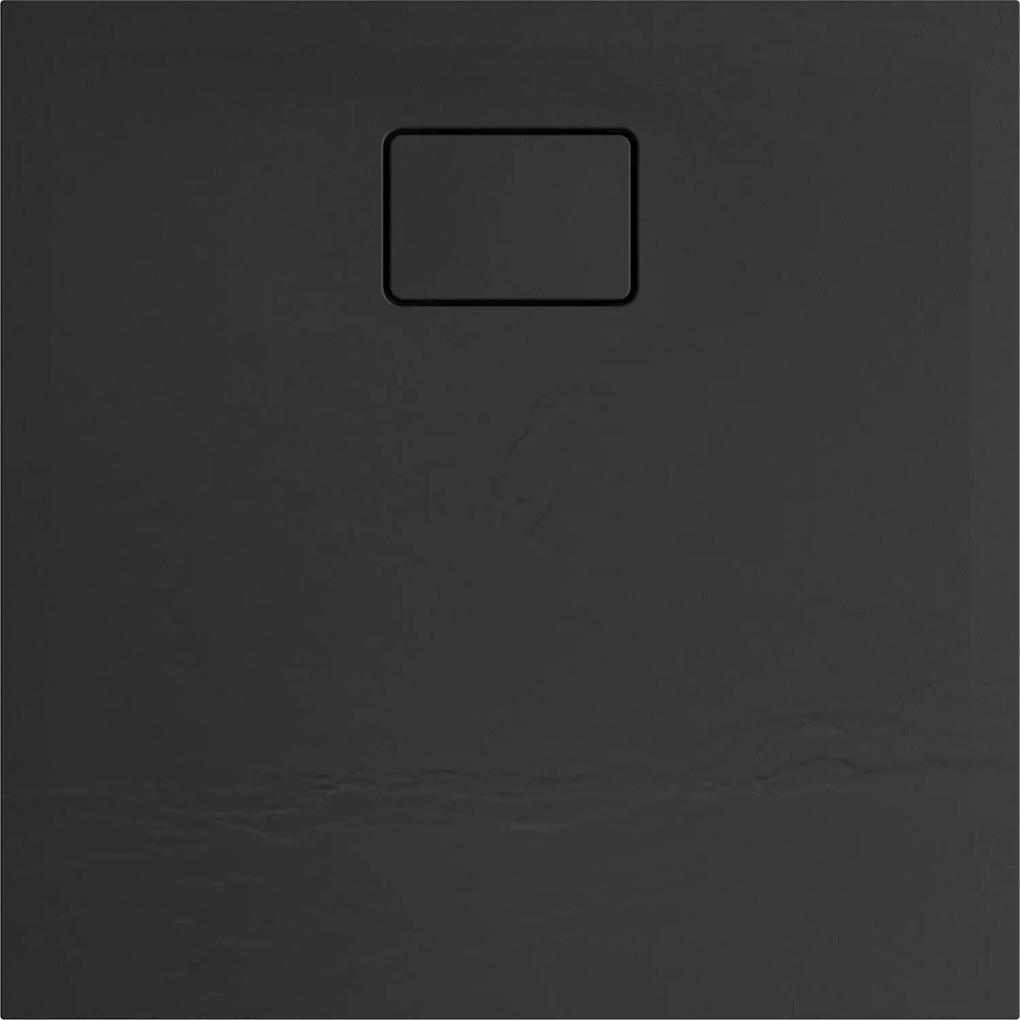 Douchebak Allibert Terreno Vierkant Inbouw Polybeton 90x90 cm Bazalt Zwart