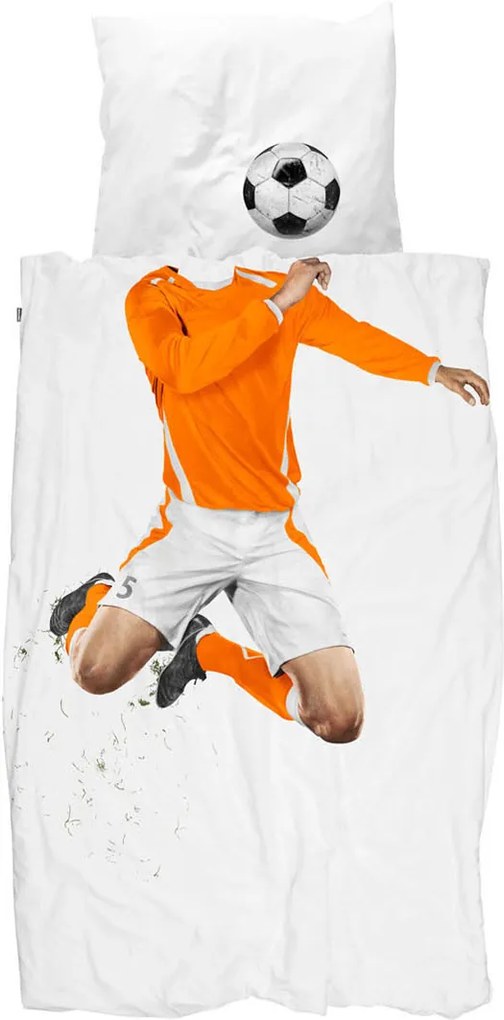 Snurk Soccer Champ Orange dekbedovertrekset van biologisch katoen 160TC