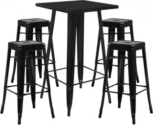 Lix Hoge Tafel En 4 Hoge Krukkenset Zwart - Sklum