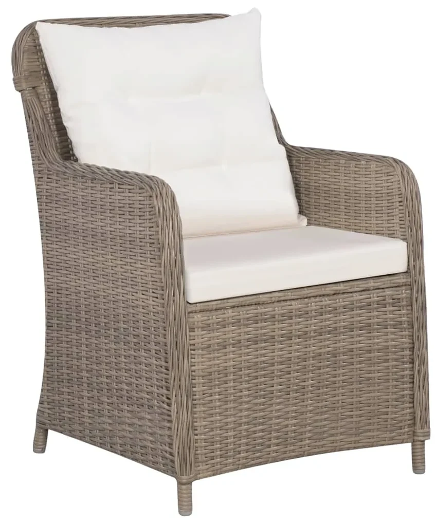 vidaXL Tuinstoelen 2 st met kussens poly rattan bruin
