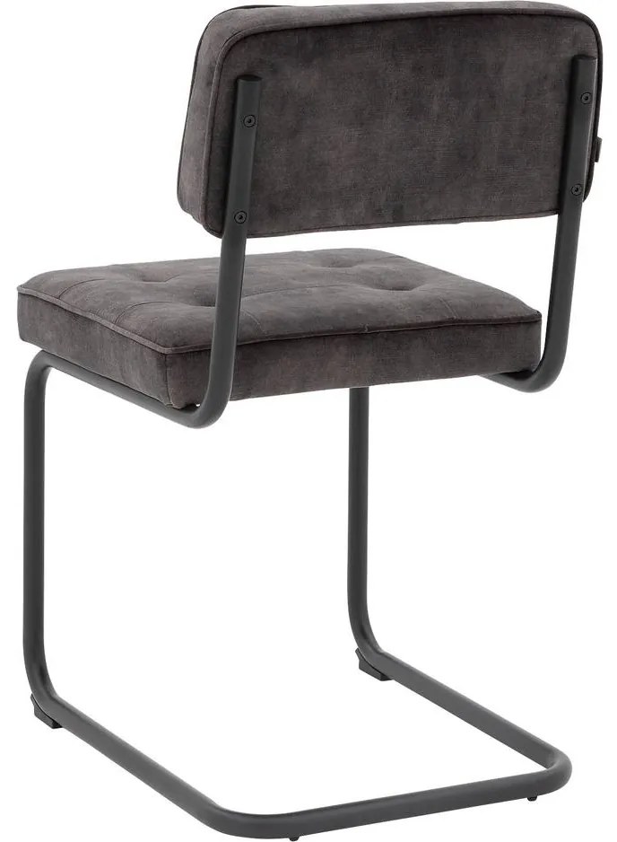 Goossens Basic Eetkamerstoel Freek zwart velvet stof leuning, urban industrieel