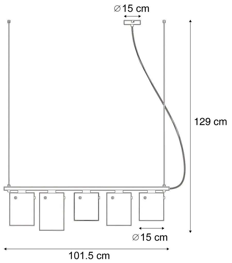 Eettafel / Eetkamer Moderne hanglamp zwart met smoke glas 5-lichts - Hybrid Modern E27 Binnenverlichting Lamp