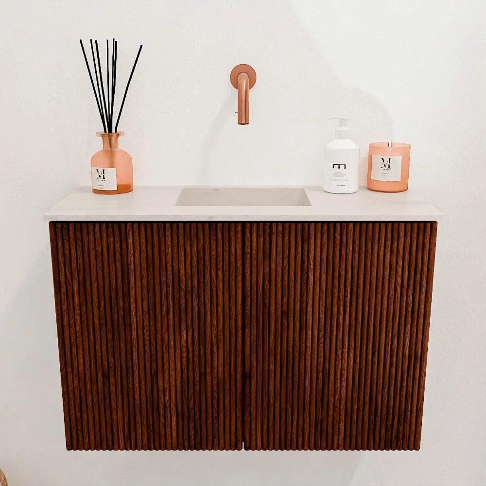 Mondiaz Joya DLux 60cm toiletmeubel ruby met wastafel faye midden zonder kraangat meli
