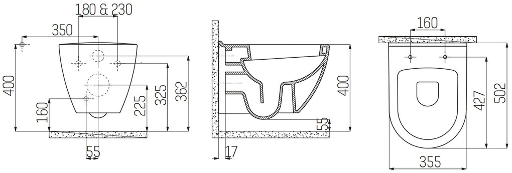 Sanigoods Merano wandcloset wit