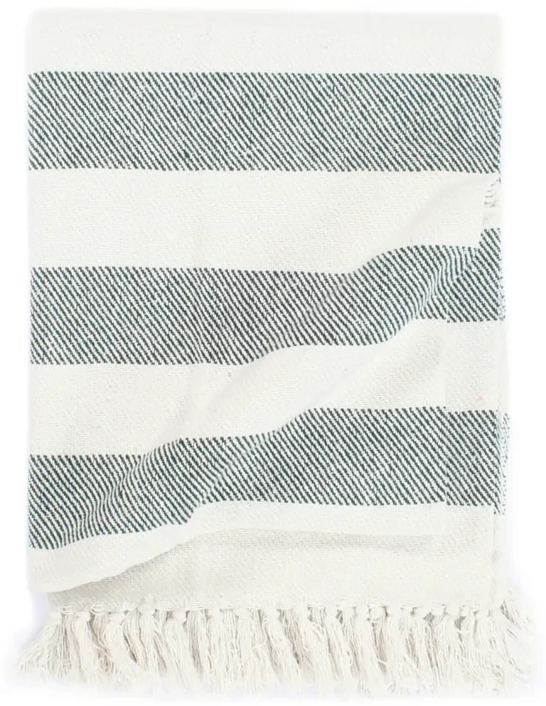 vidaXL Plaid streep 220x250 cm katoen donkergroen