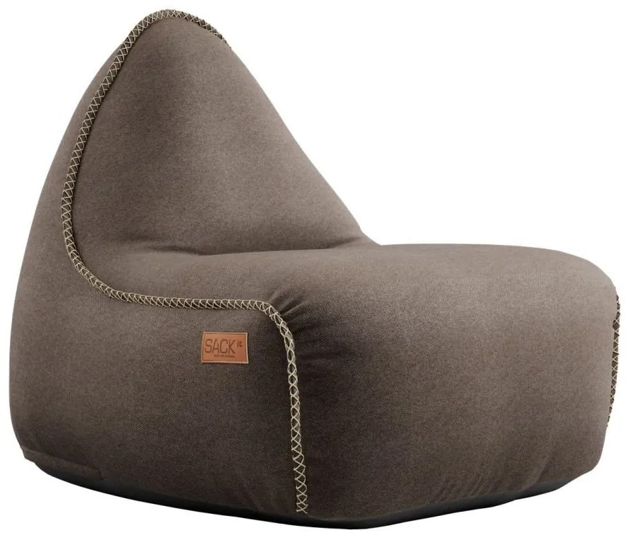 Canvas Lounge Chair & Pouf - Donkerbruin