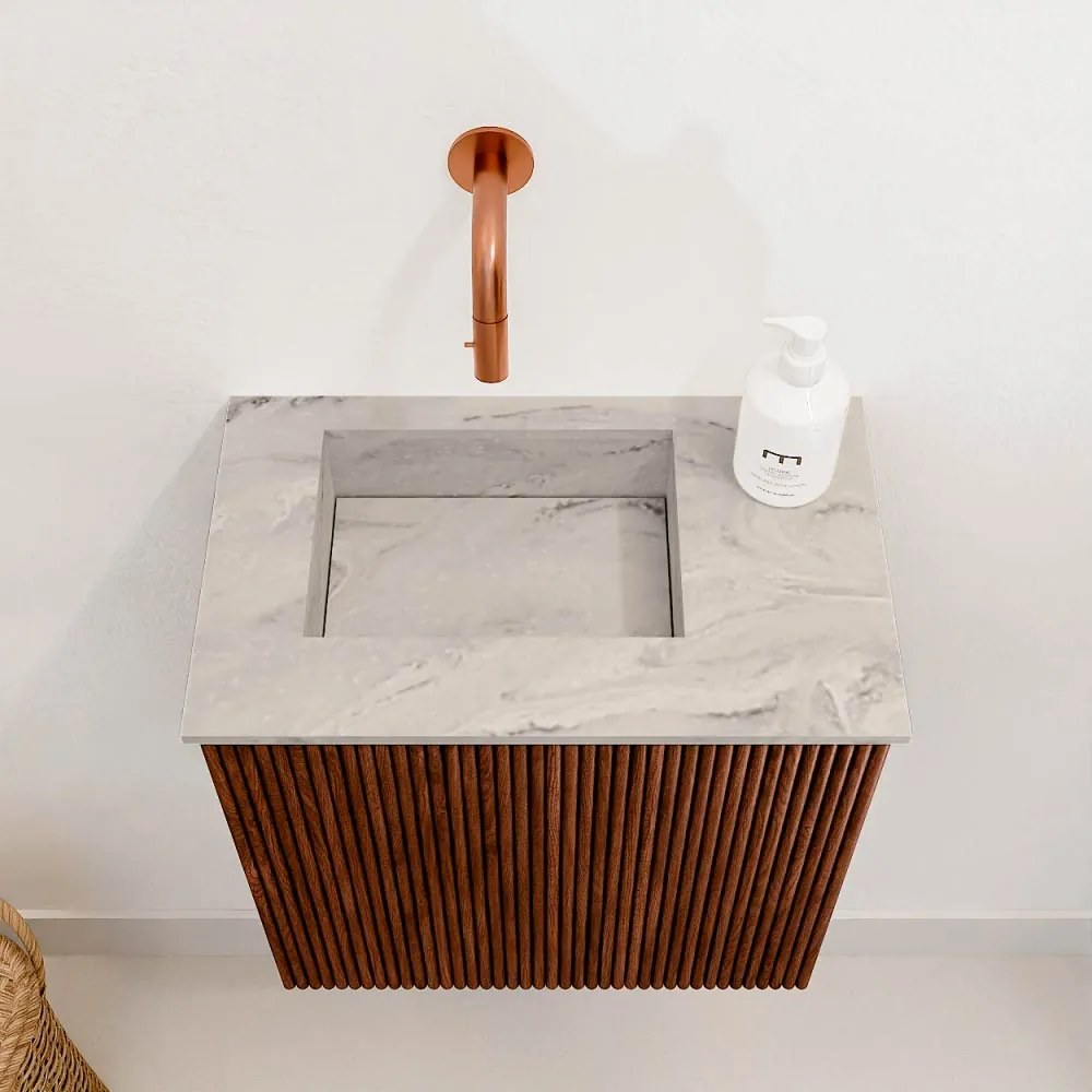 Mondiaz Joya DLux 40cm toiletmeubel ruby met wastafel faye links zonder kraangat glace