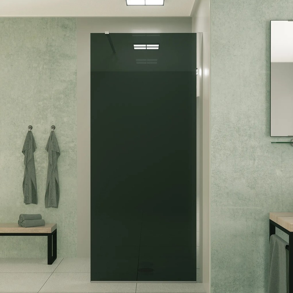 Mueller Slimline inloopdouche 80cm rookglas anti-kalk inclusief chroom profiel & stang