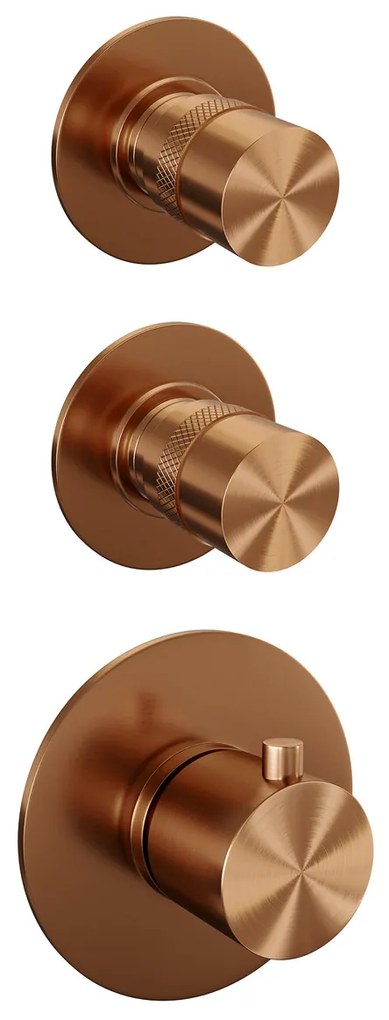 Brauer Copper Edition complete inbouw regendouche met 3 standen handdouche, rechte wandarm en hoofddouche 30cm set 8 koper geborsteld PVD