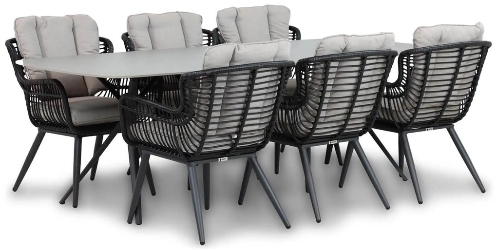 Tuinset 6 personen 240 cm Wicker/Aluminium/Aluminium/wicker Zwart Coco Azzano/Valerio