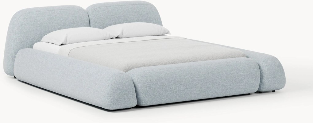 Bouclé gestoffeerd bed Wolke met opbergruimte