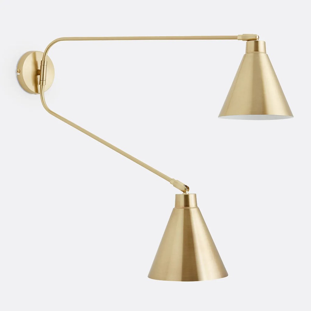 Dubbele scharnierende wandlamp in ijzer, Hiba