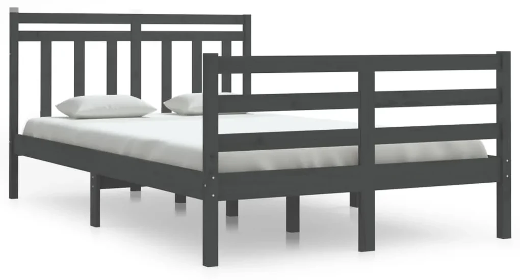 vidaXL Bedframe massief hout grijs 120x200 cm