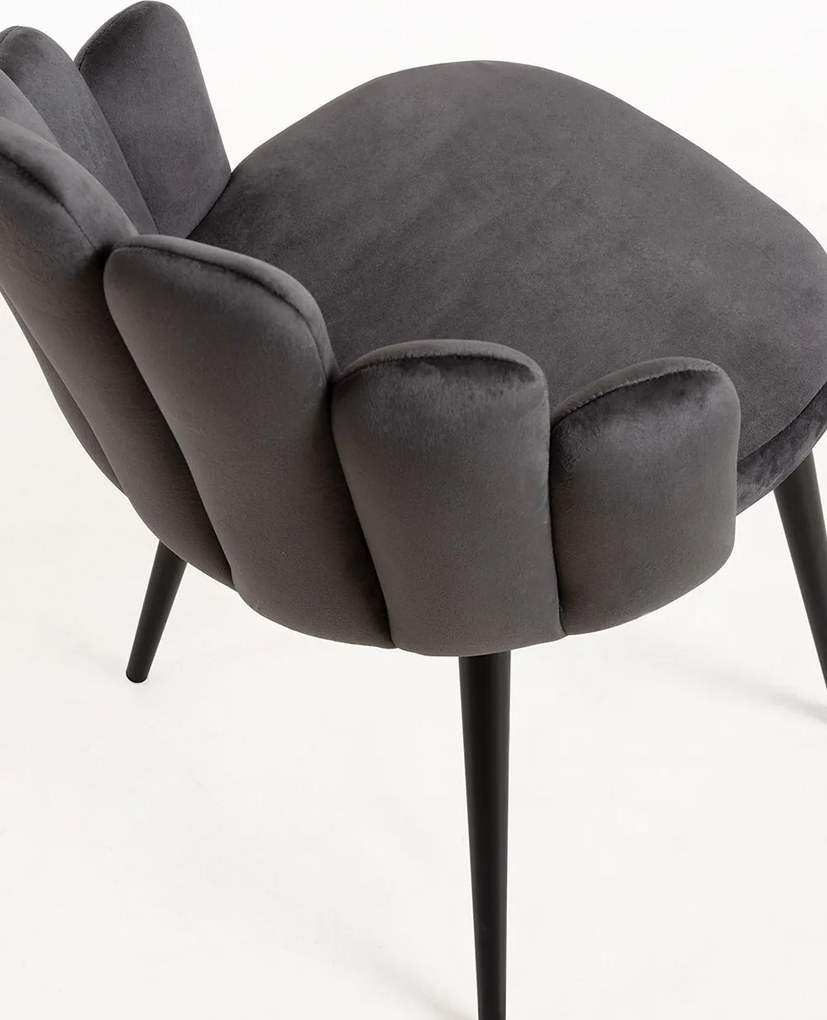 Set 4 Hand Fluwelen Stoelen Zwarte Poten