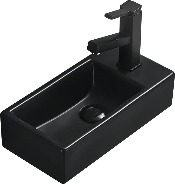 Mexen Inez linkse aanbouw wastafel 40 x 20 cm, mat zwart - 21484085L