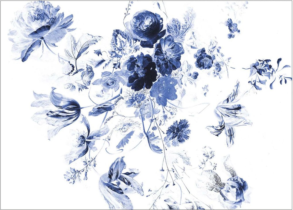Behang Royal Blue Flowers III