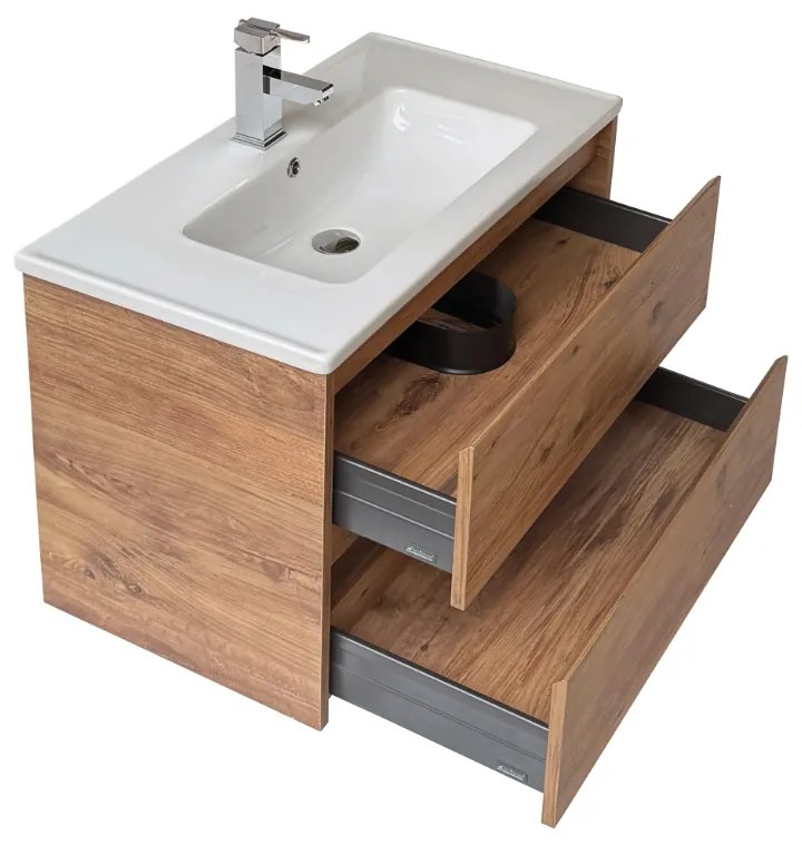 Sanicare Avenza badmeubel 80cm arrano oak met keramische wastafel wit