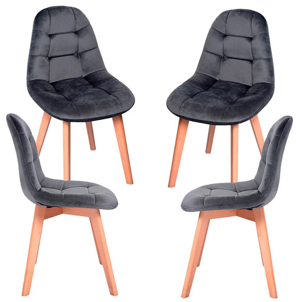 Set 4 Kelen Fluwelen Stoelen