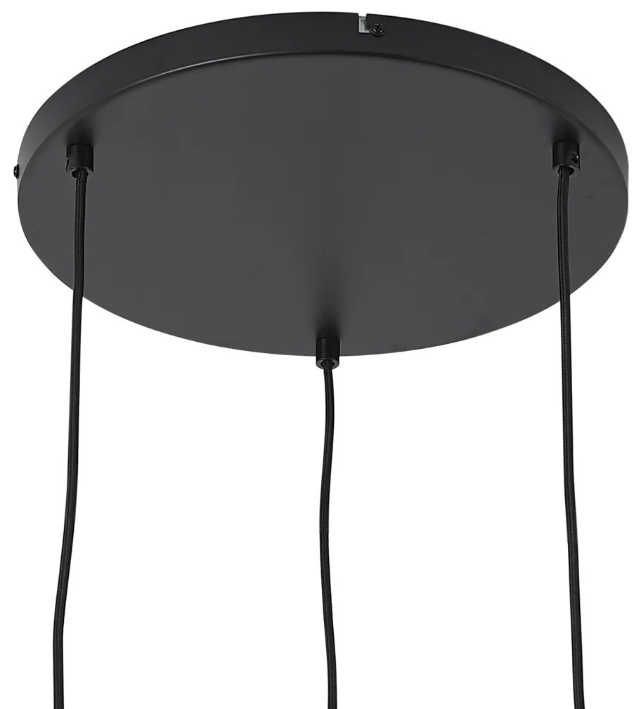 Hanglamp zwart met amber en smoke en helder glas 3-lichts - Elena