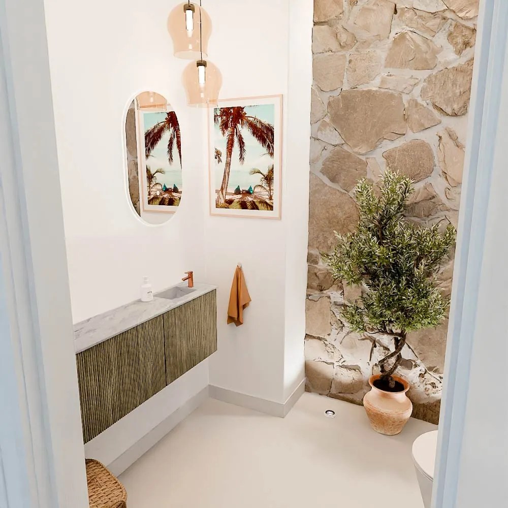 Mondiaz Joya DLux 110cm toiletmeubel ronding links dusk met wastafel faye rechts 1 kraangat glace