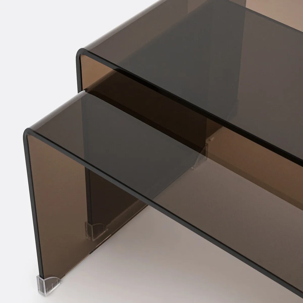 Set van 2 mimi tafels in gehard glas, Joan