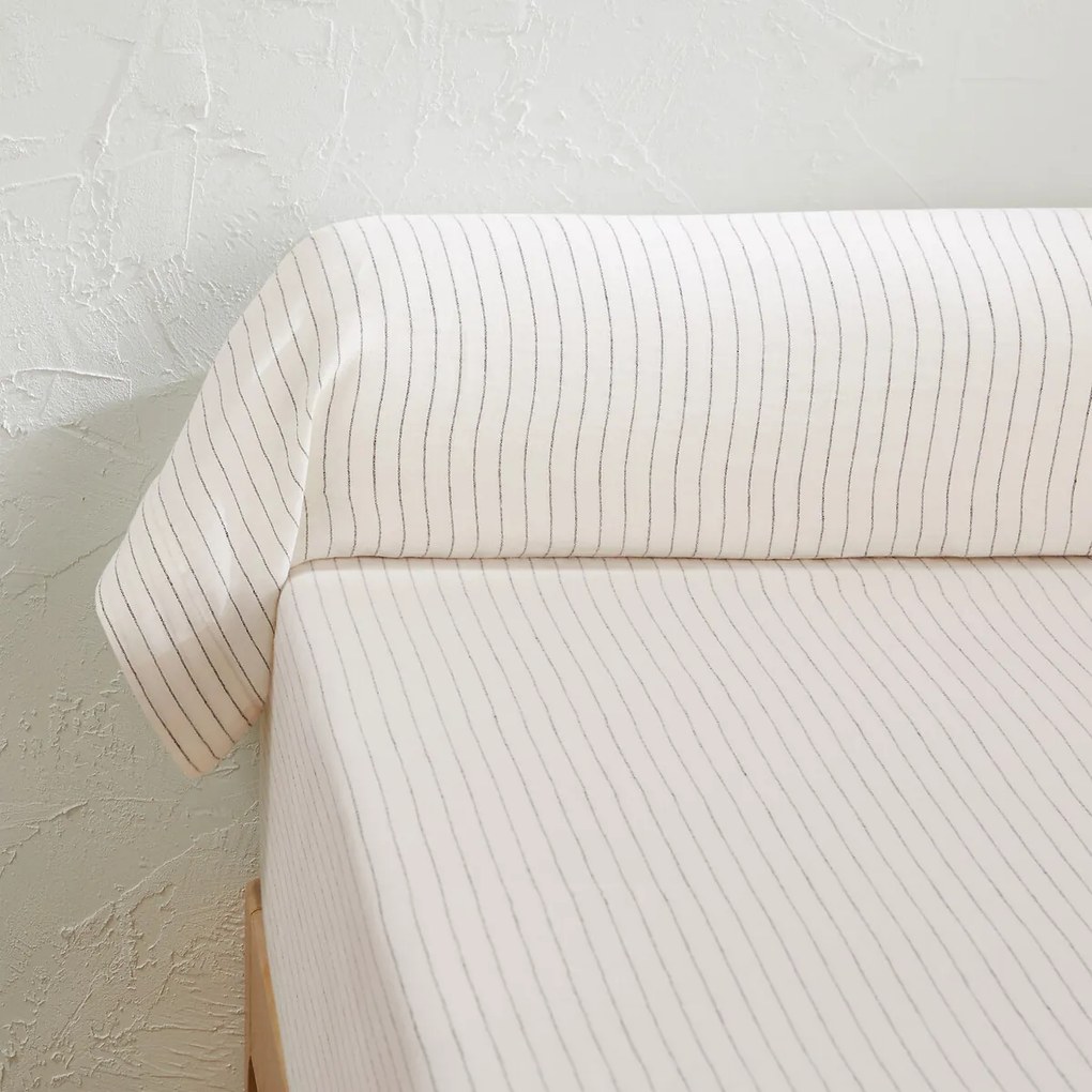 Bolstersloop in gewassen linnen, gestreept, Linot