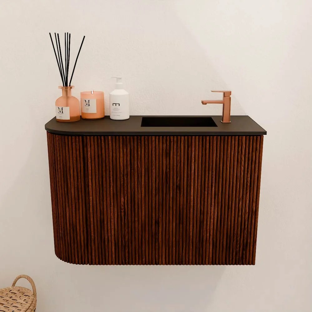 Mondiaz Joya 60cm toiletmeubel ronding links ruby met wastafel faye rechts 1 kraangat urban