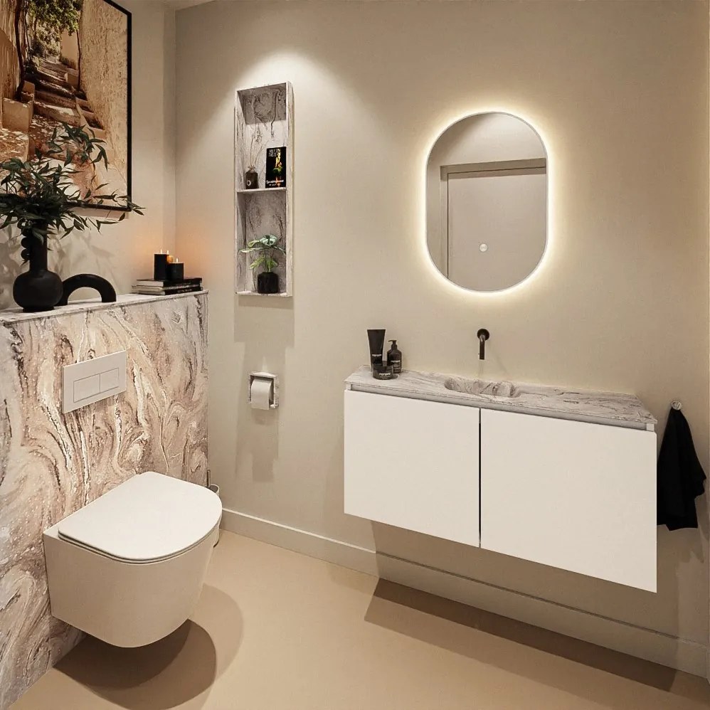Mondiaz Hope toiletplaat solid surface 100x125cm glace niet voorgeboord