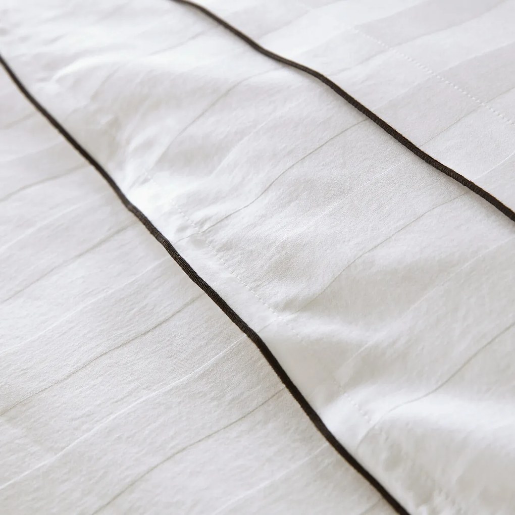 Dekbedovertrek in gewassen katoensatijn met 118 draden, streep Victor