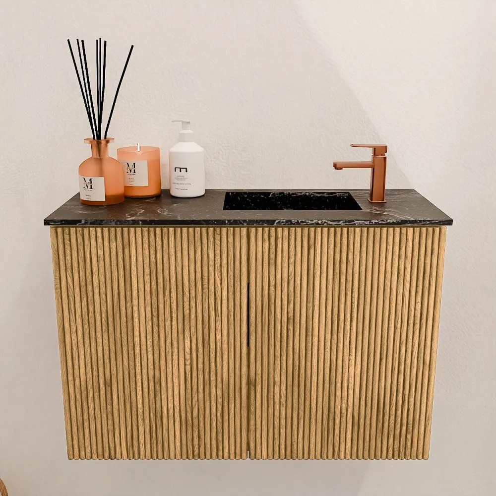 Mondiaz Joya DLux 60cm toiletmeubel oak met wastafel faye rechts 1 kraangat lava