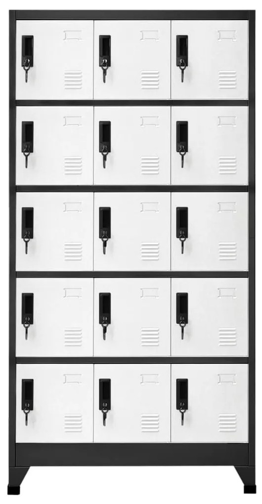 vidaXL Lockerkast 90x40x180 cm staal antracietkleurig en wit